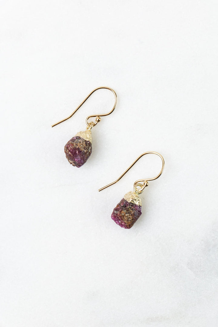 Birthstone July Ruby Simple Earrings