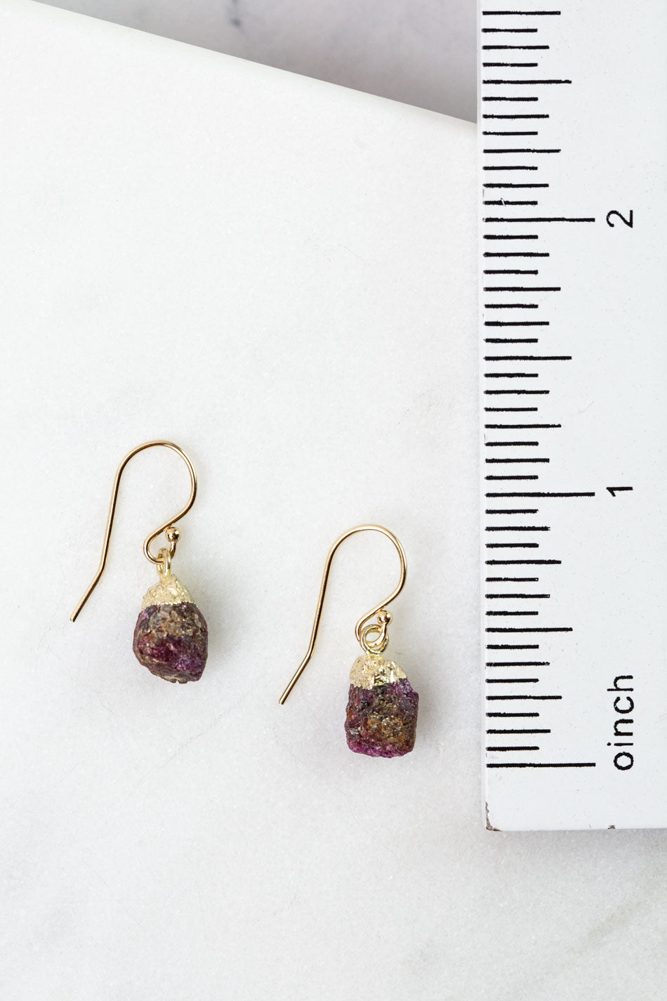 Birthstone July Ruby Simple Earrings