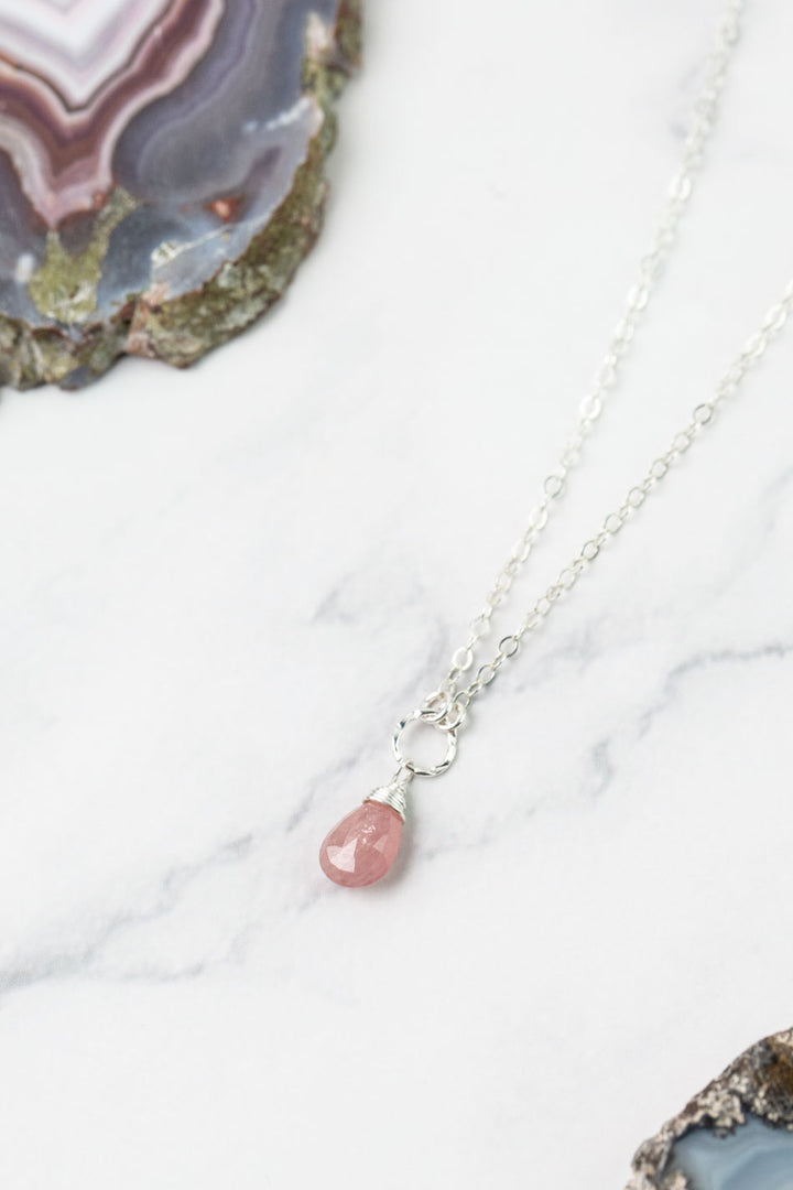 Birthstone 16-18" September Silver Sapphire Solitaire Drop Simple Necklace