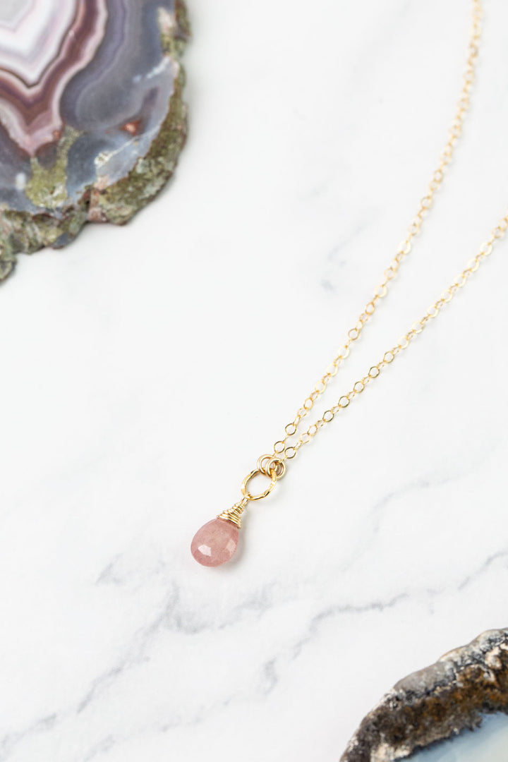 Birthstone 16-18" September Gold Sapphire Solitaire Drop Simple Necklace
