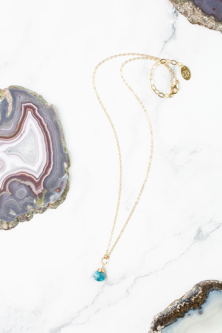 Birthstone 16-18" December Gold Turquoise Solitaire Drop Simple Necklace