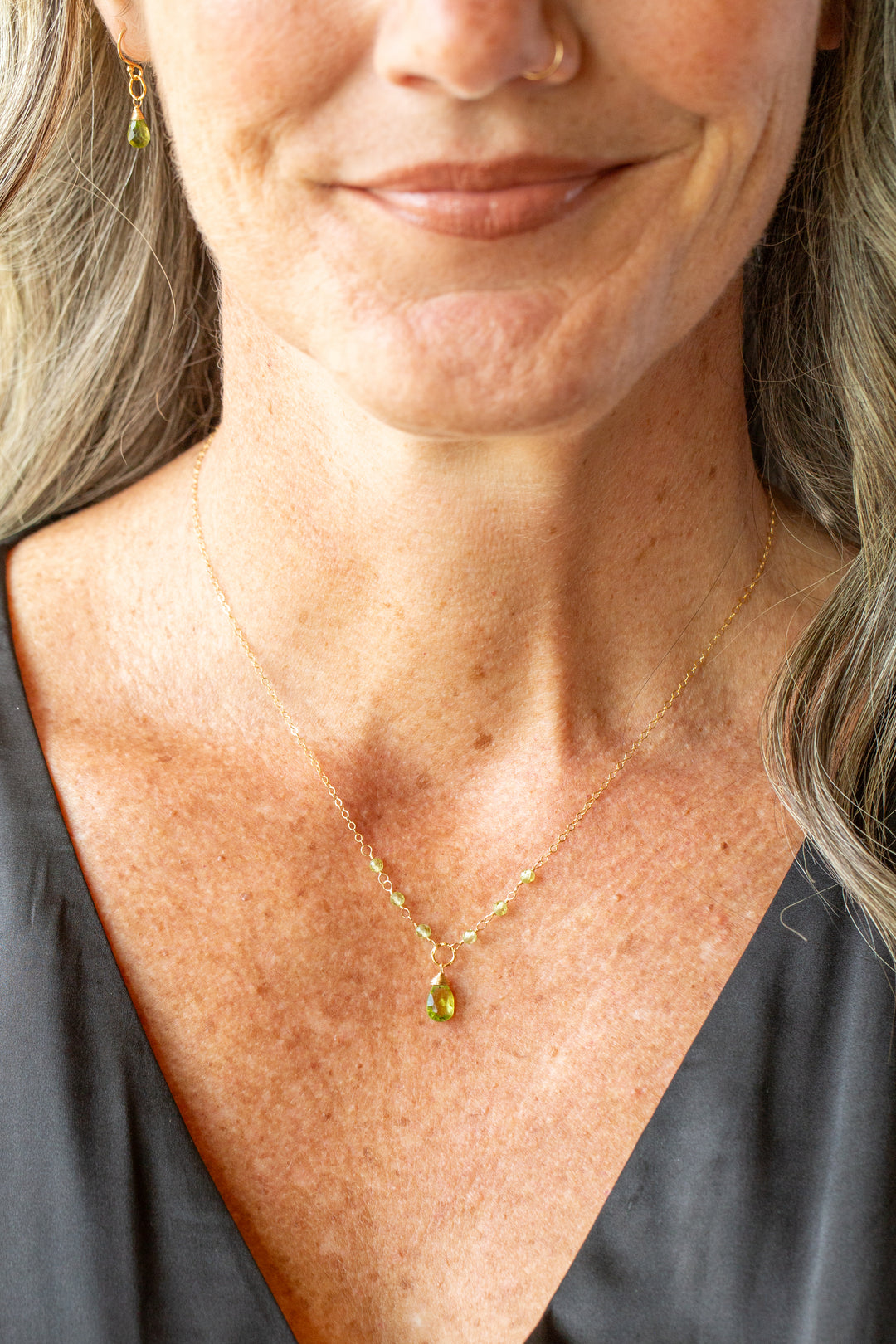 Birthstone 16-18" August Gold Peridot Simple Necklace