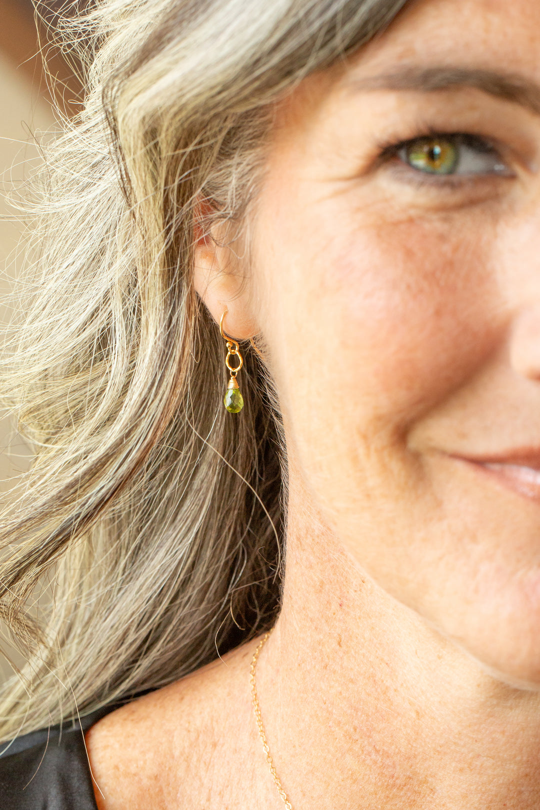 Birthstone August Gold Peridot Simple Earrings
