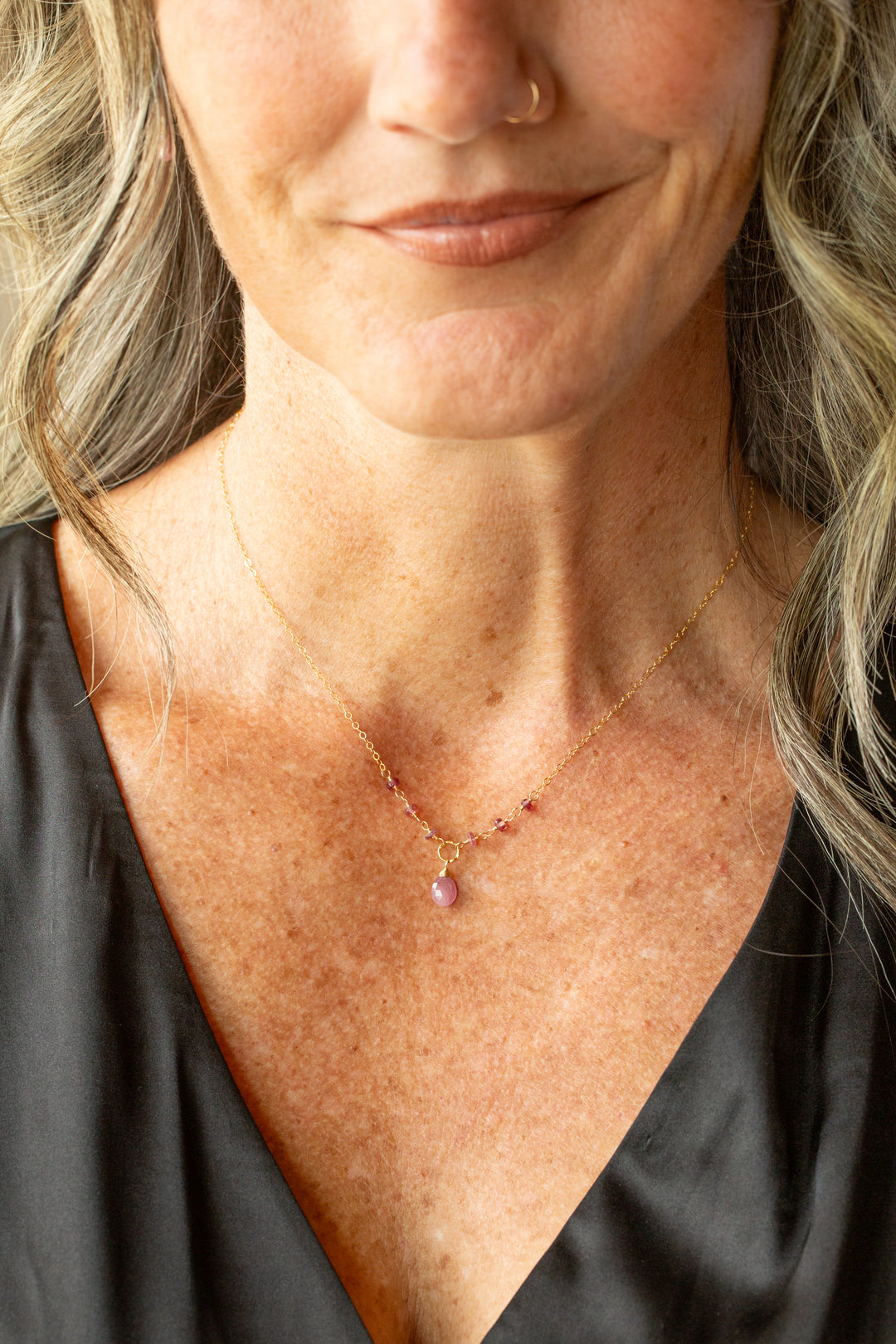 Birthstone 16-18" September Gold Sapphire Simple Necklace