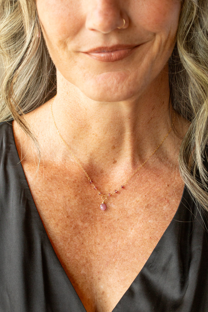 Birthstone 16-18" September Gold Sapphire Simple Necklace
