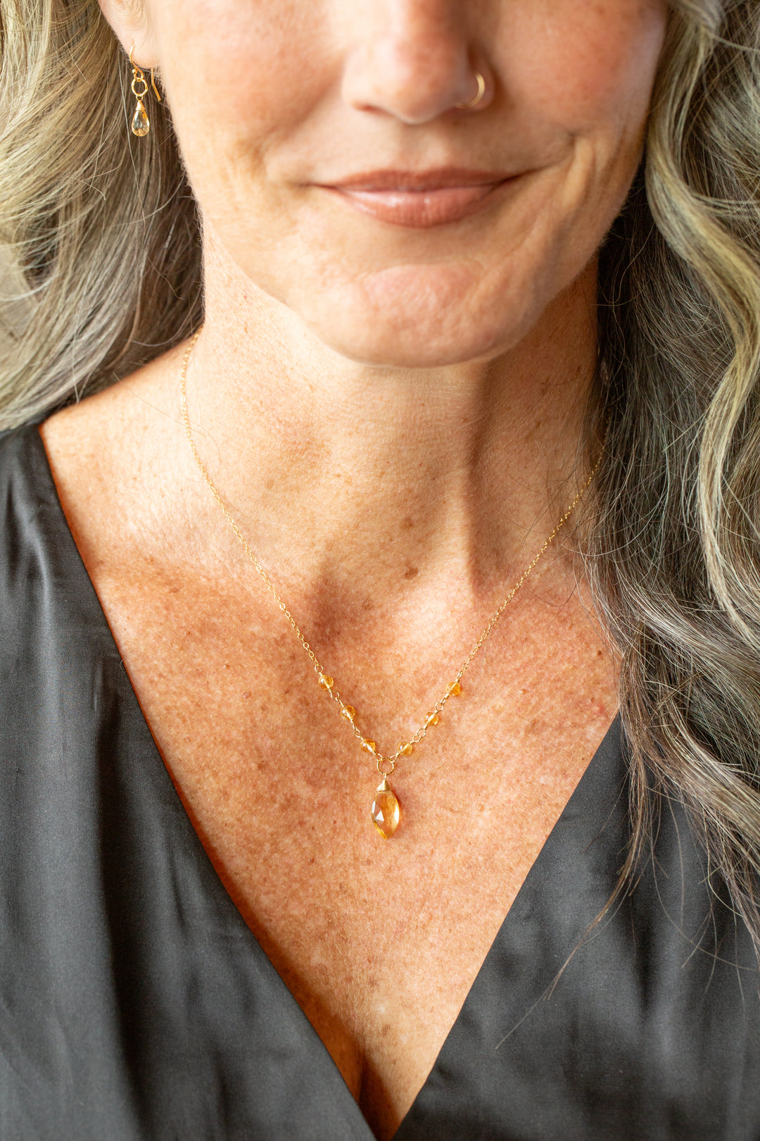 Birthstone 16-18" November Gold Citrine Simple Necklace
