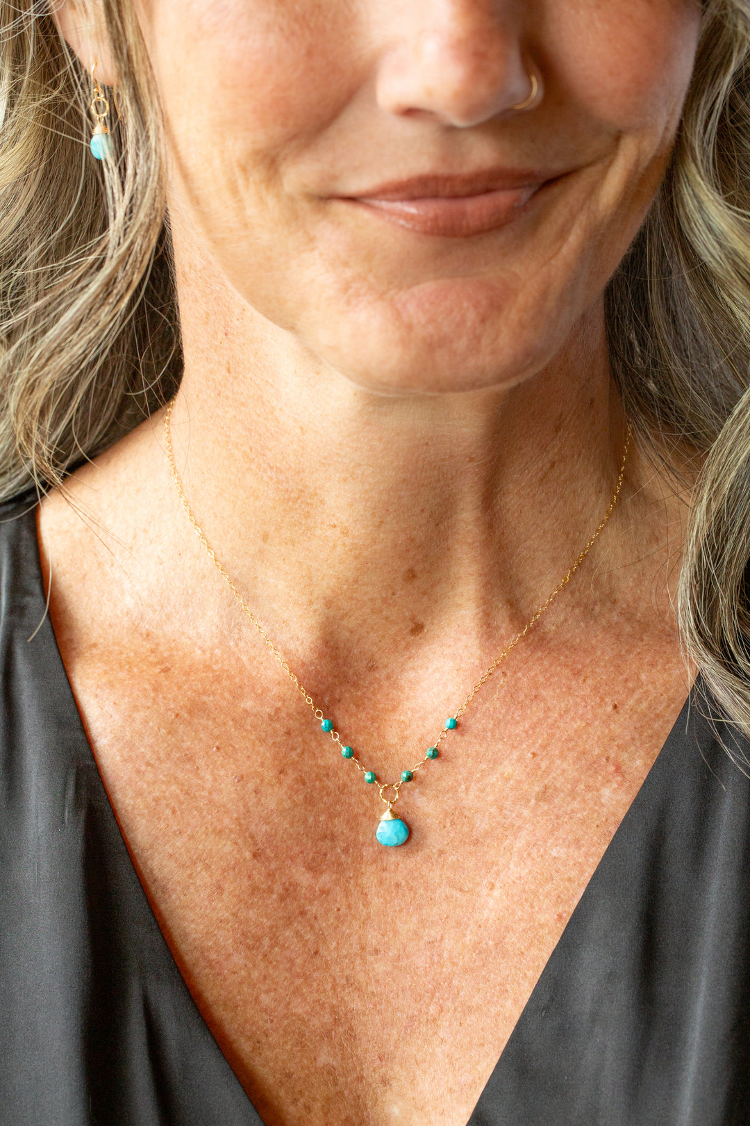 Birthstone 16-18" December Gold Turquoise Simple Necklace