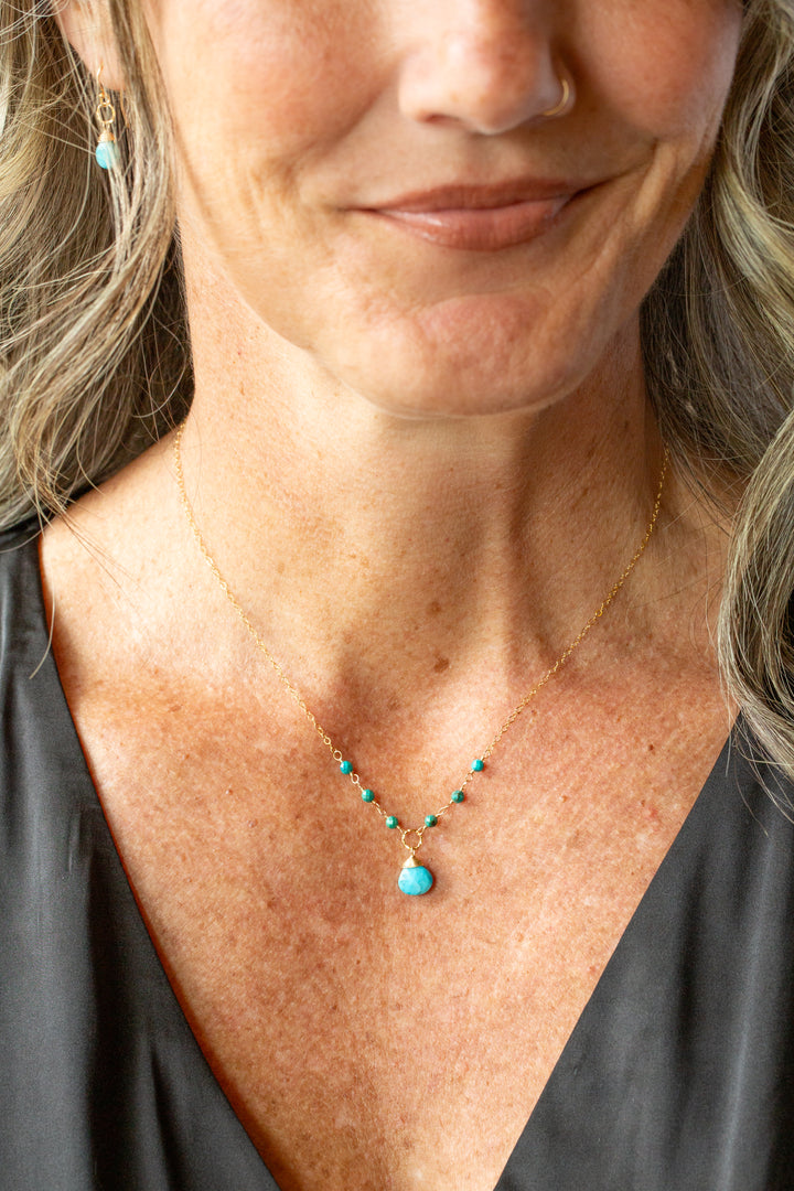 Birthstone 16-18" December Gold Turquoise Simple Necklace