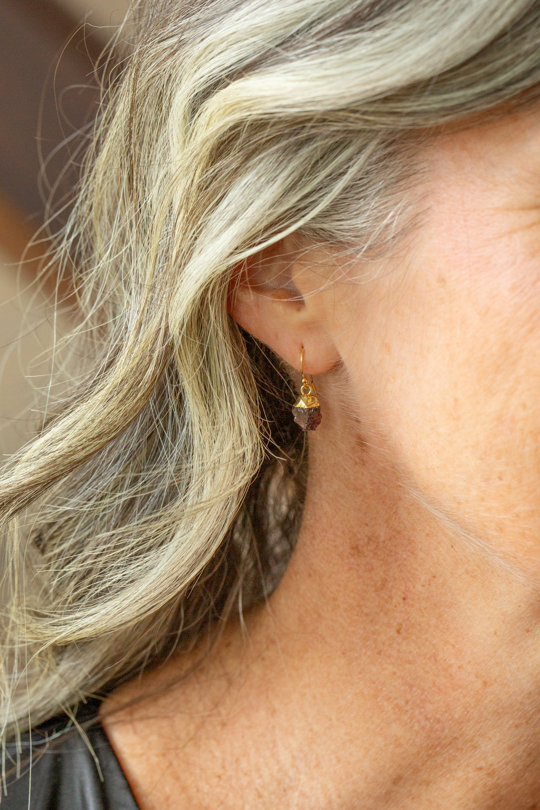 Birthstone July Ruby Simple Earrings