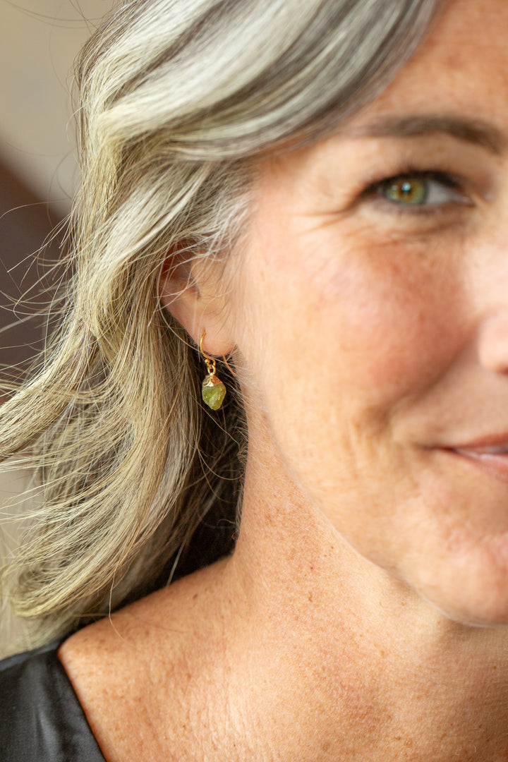 Birthstone August Peridot Simple Earrings