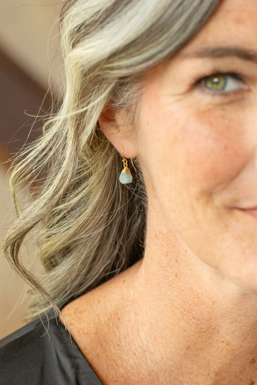 Birthstone March Aquamarine Simple Earrings