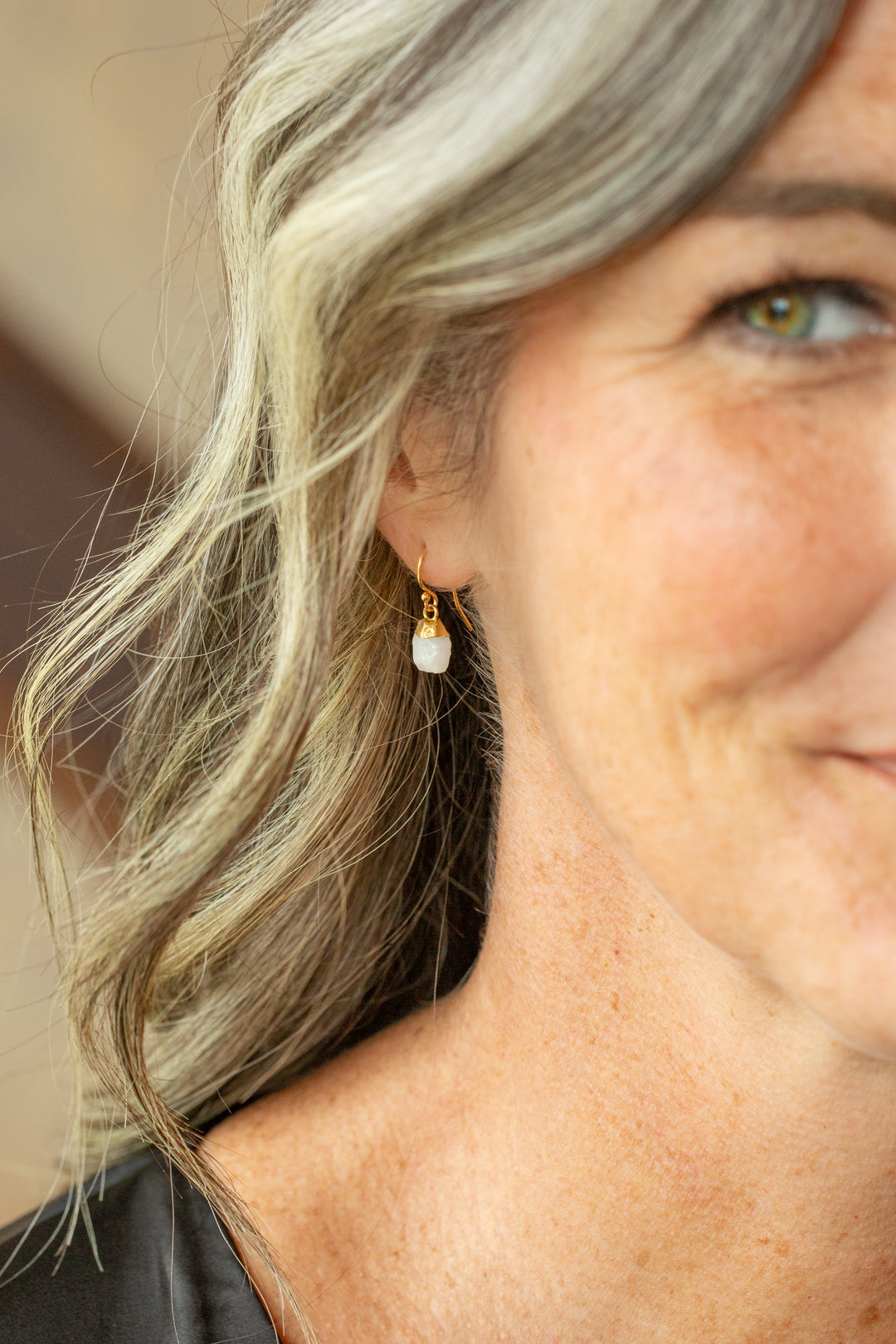 Birthstone April Quartz Simple Earrings