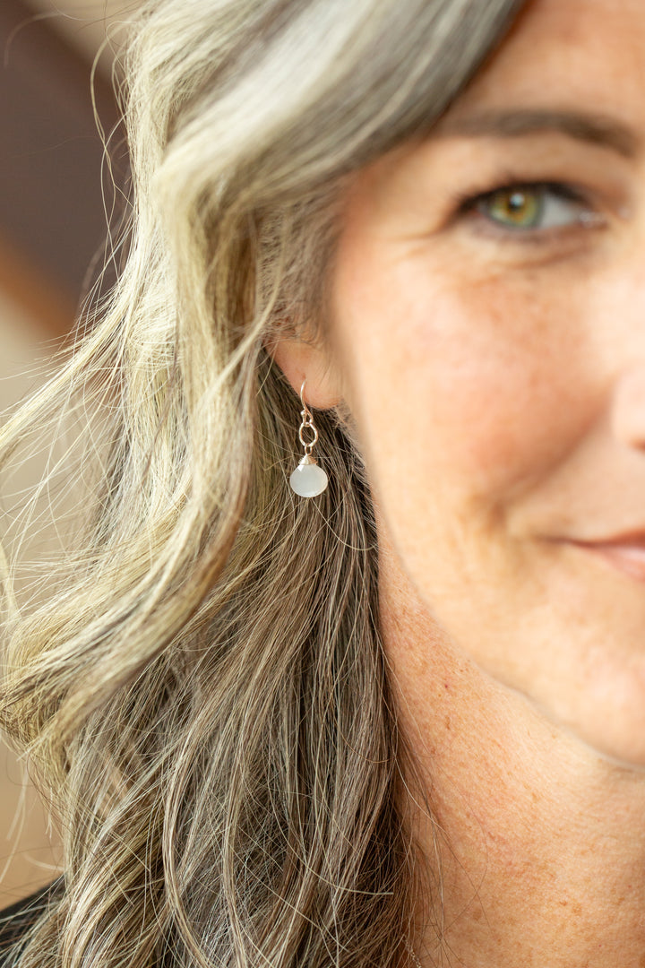 Birthstone June Silver Moonstone Simple Earrings