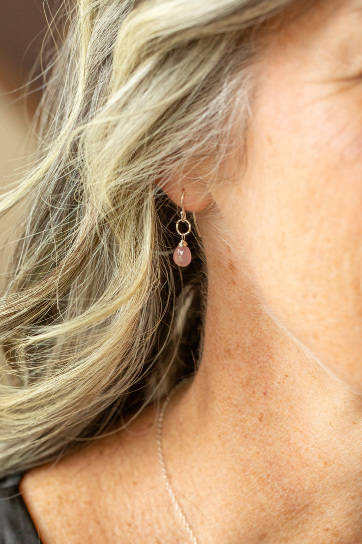 Birthstone September Gold Sapphire Simple Earrings