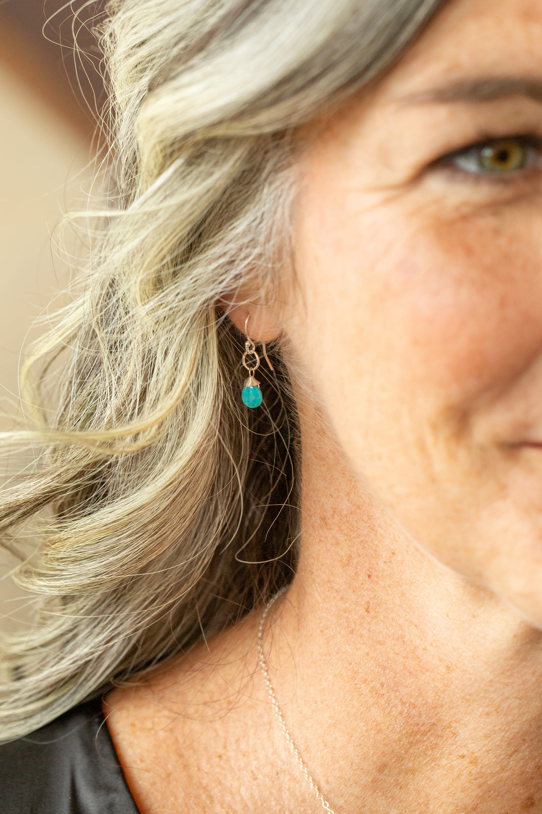 Birthstone December Gold Turquoise Simple Earrings