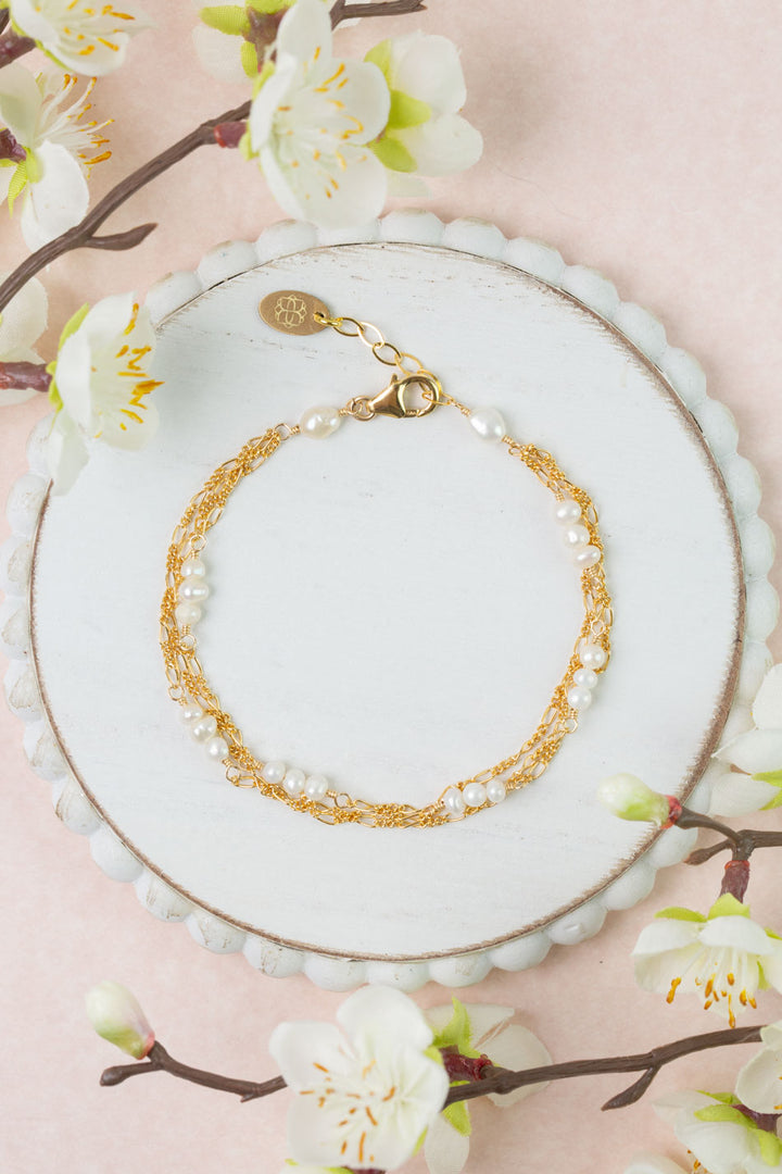 Bold Heart 7.5-8.5" Freshwater Pearl Multistrand Bracelet