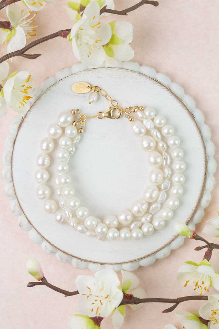 Bold Heart 7.5-8.5" Freshwater Pearl Multistrand Bracelet