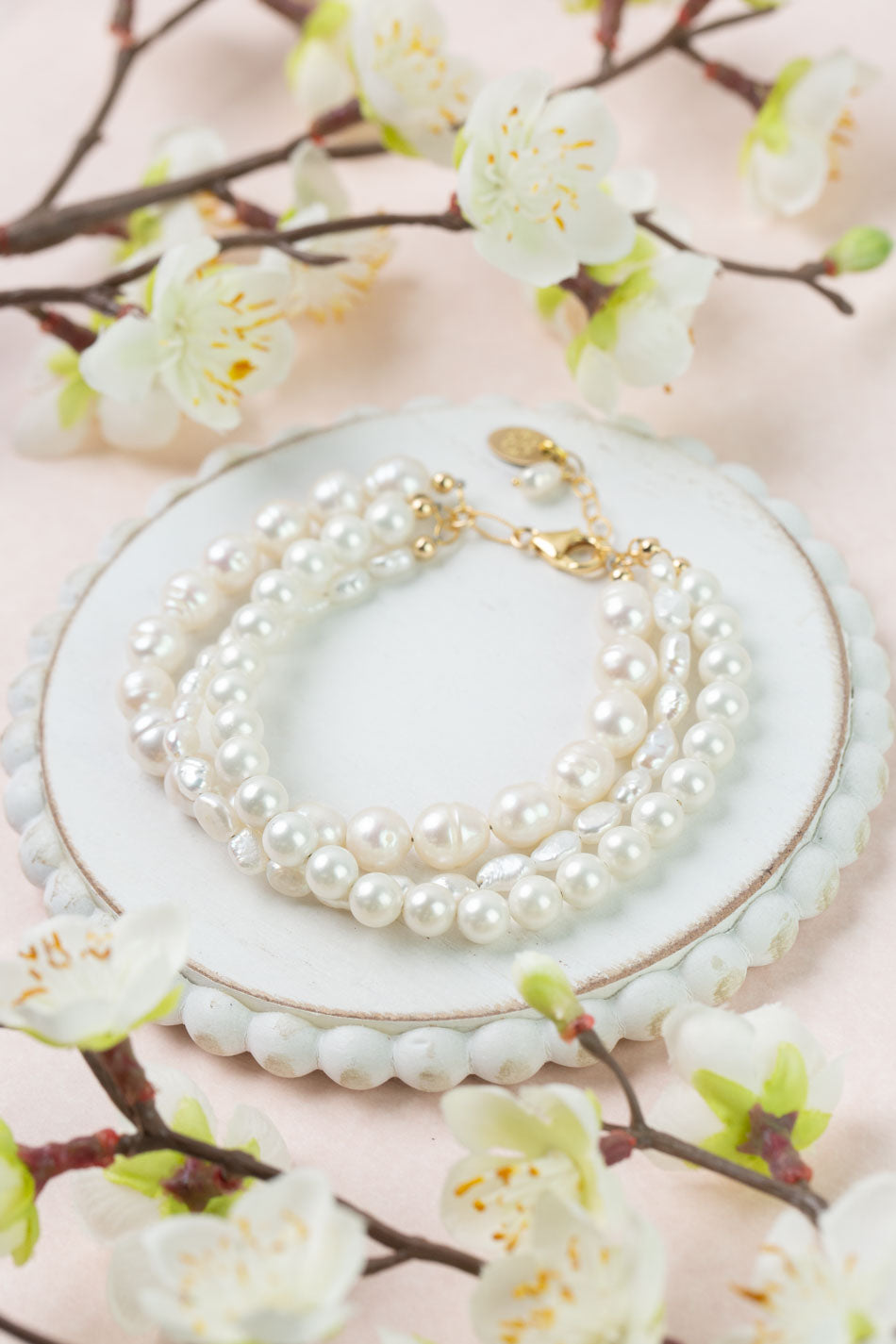 Bold Heart 7.5-8.5" Freshwater Pearl Multistrand Bracelet