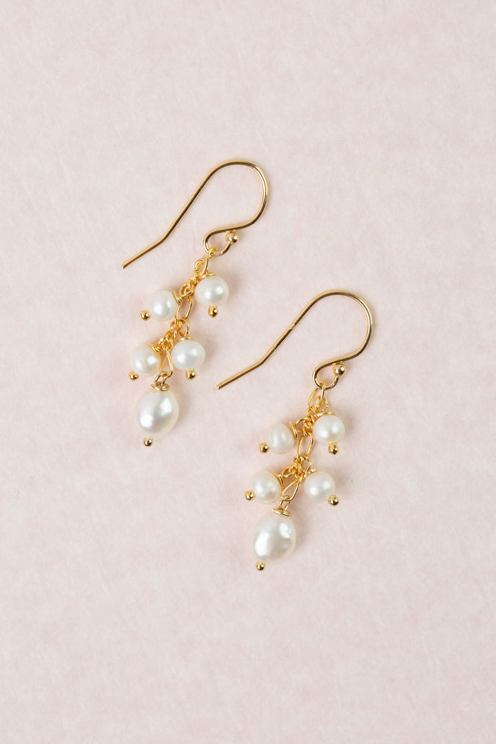 Bold Heart Freshwater Pearl Dangle Earrings