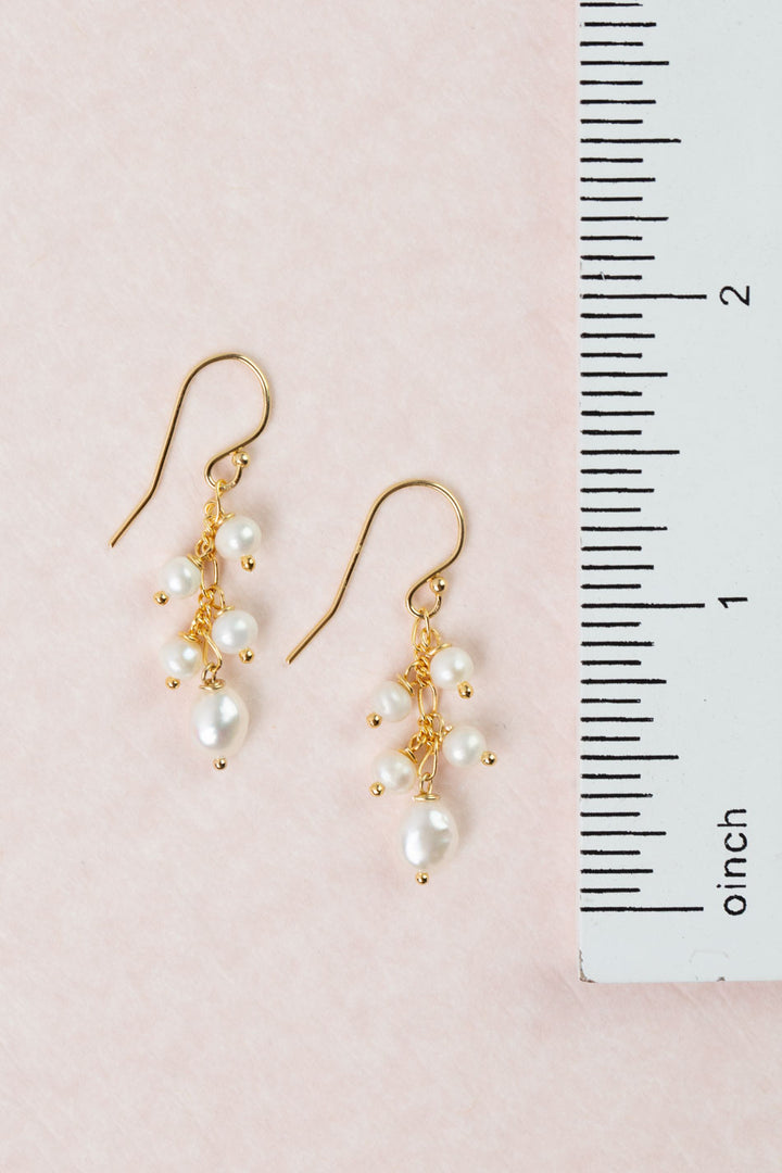 Bold Heart Freshwater Pearl Dangle Earrings
