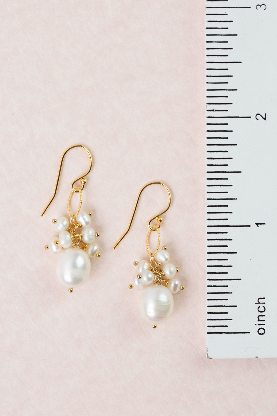 Bold Heart Freshwater Pearl Cluster Earrings