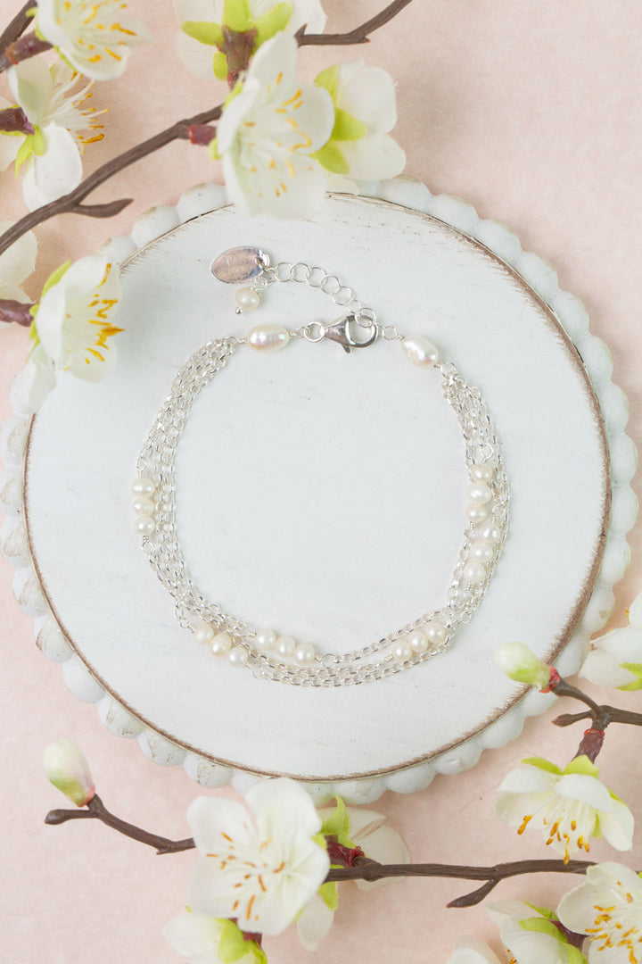 Bold Heart 7.5-8.5" Freshwater Pearl Multistrand Bracelet