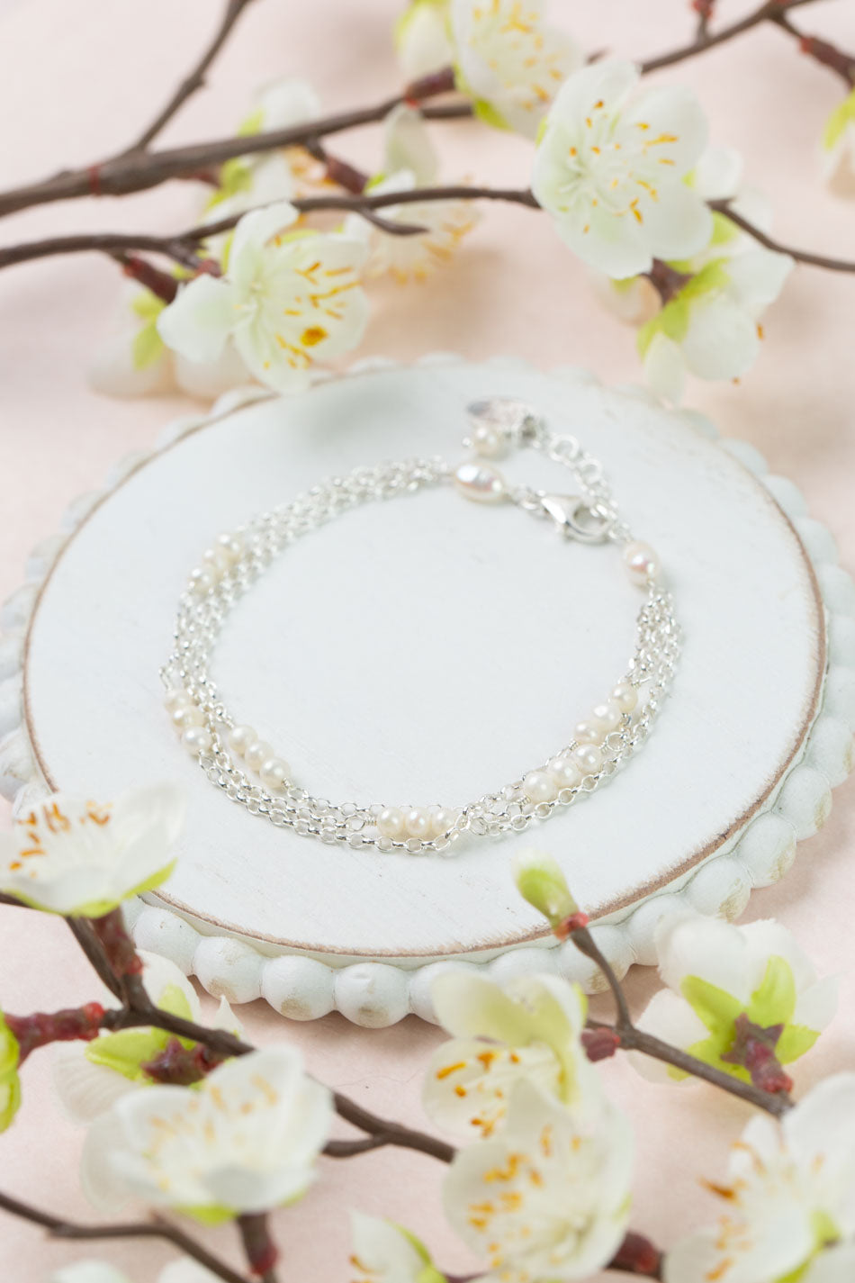 Bold Heart 7.5-8.5" Freshwater Pearl Multistrand Bracelet