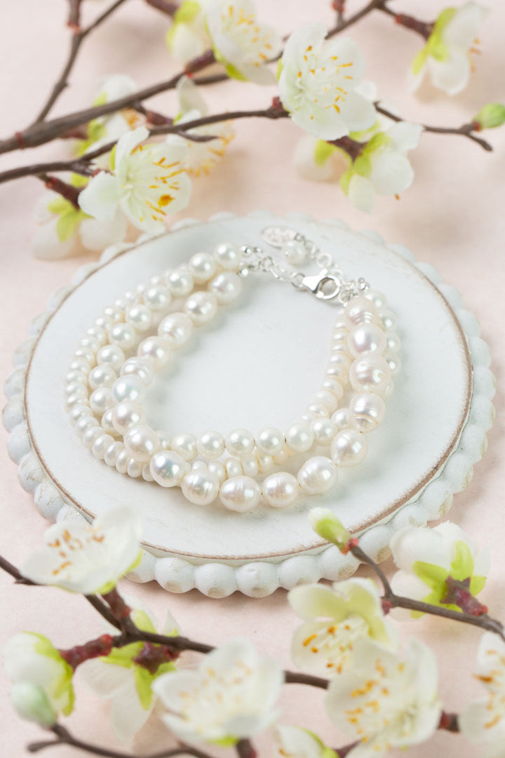 Bold Heart 7.5-8.5" Freshwater Pearl Multistrand Bracelet