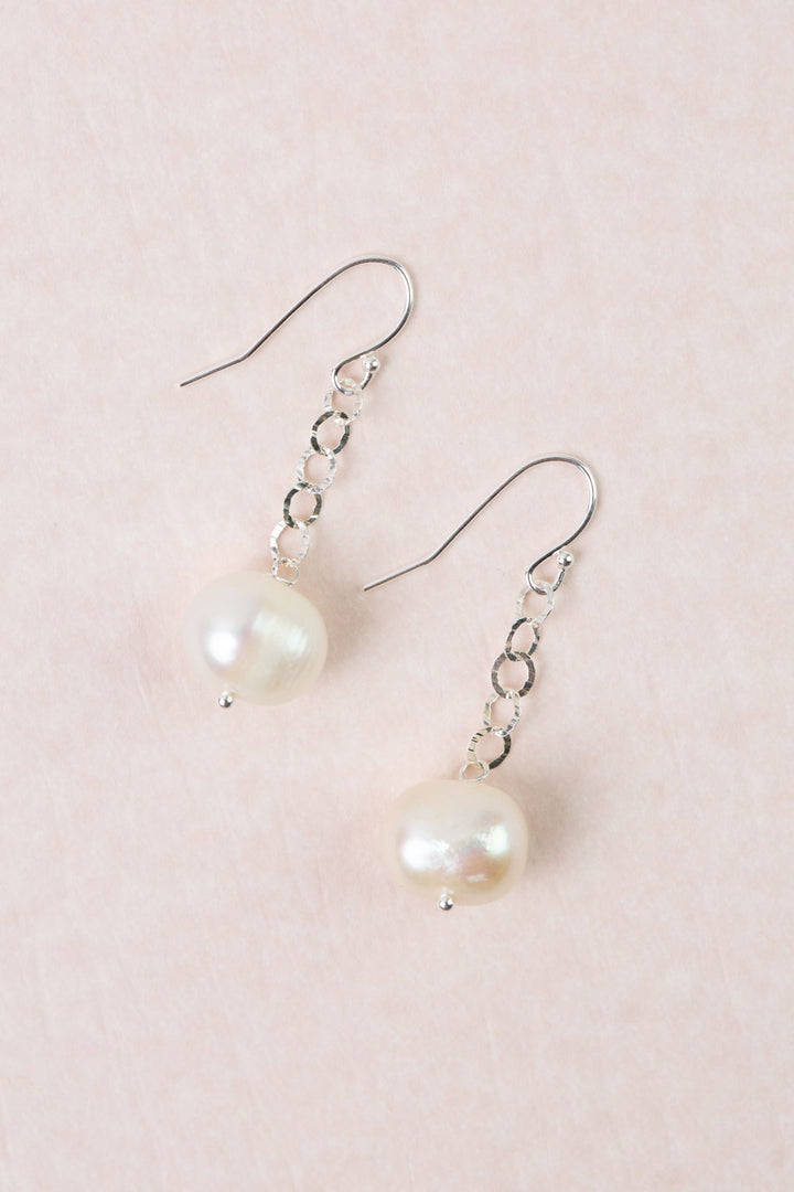 Bold Heart Freshwater Pearl Simple Earrings