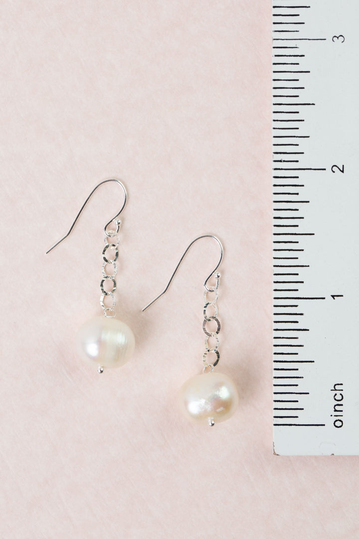 Bold Heart Freshwater Pearl Simple Earrings