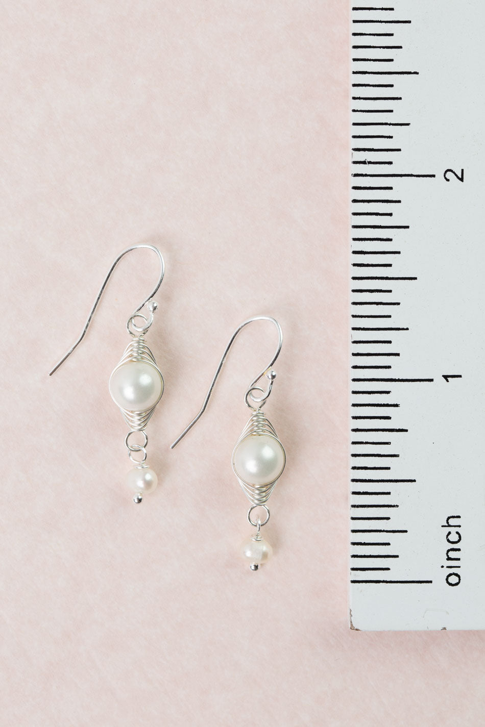 Bold Heart Freshwater Pearl Herringbone Earrings