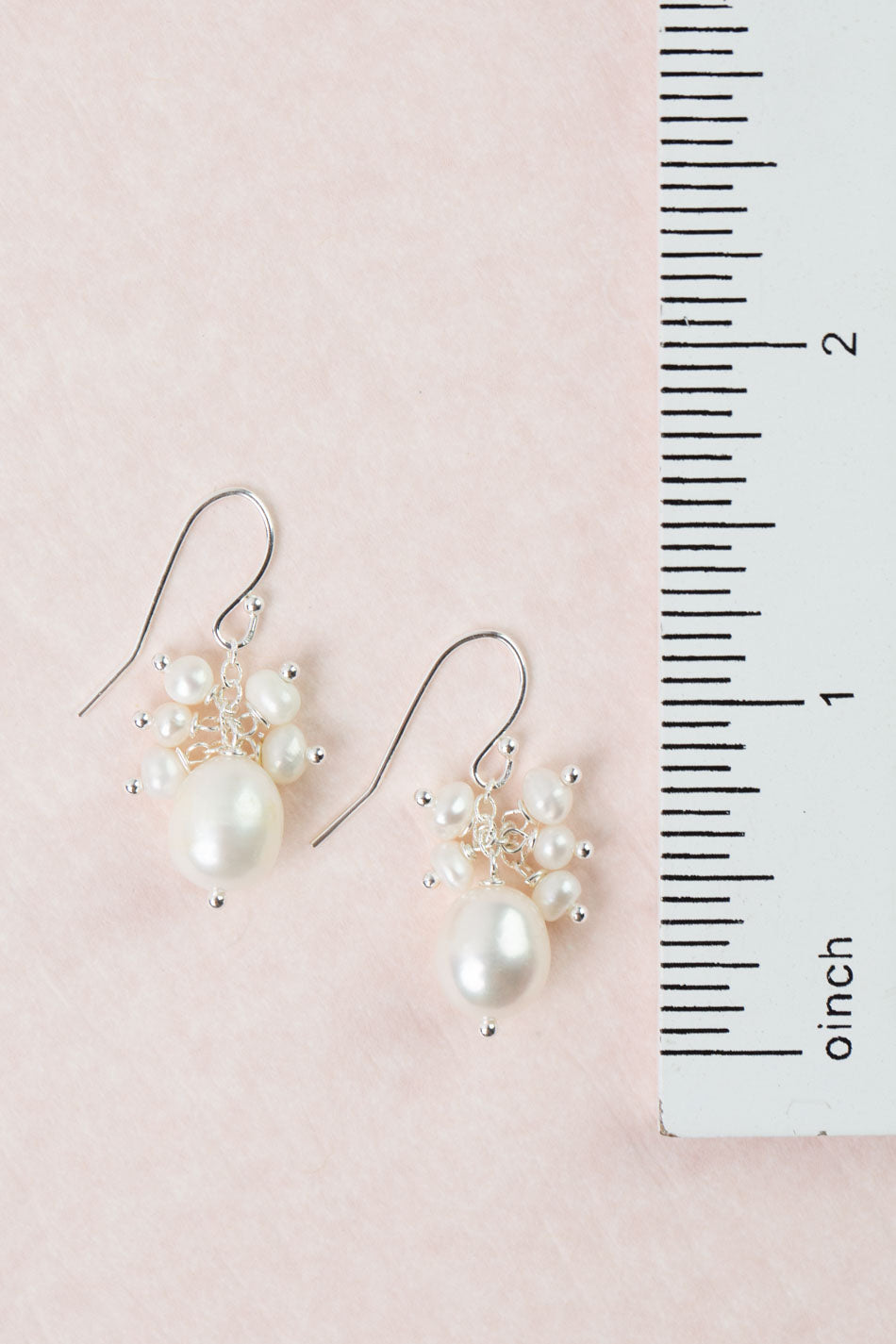 Bold Heart Freshwater Pearl Cluster Earrings