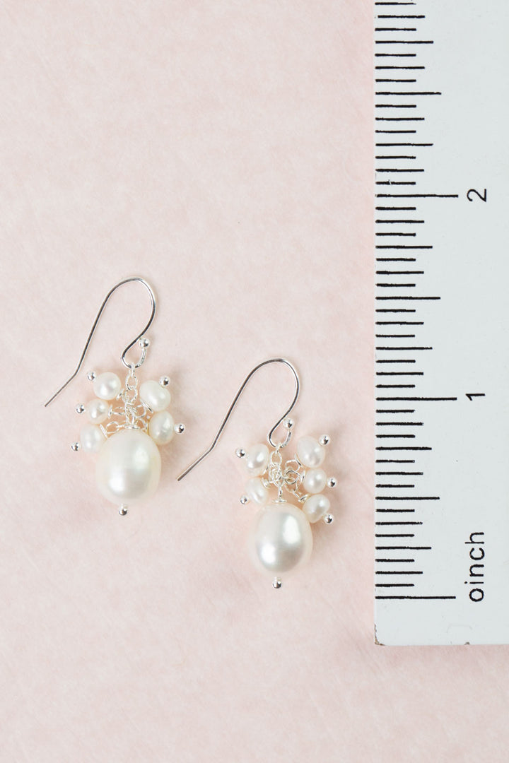 Bold Heart Freshwater Pearl Cluster Earrings