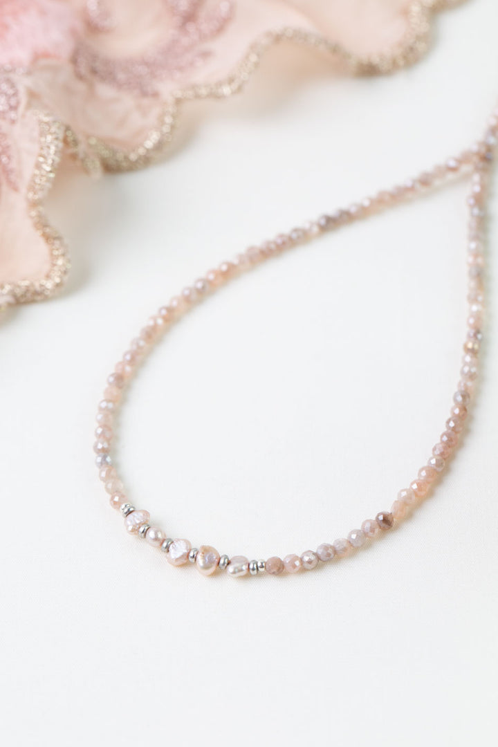 Blush 14.5-16.5" Freshwater Pearl, Moonstone Simple Necklaces