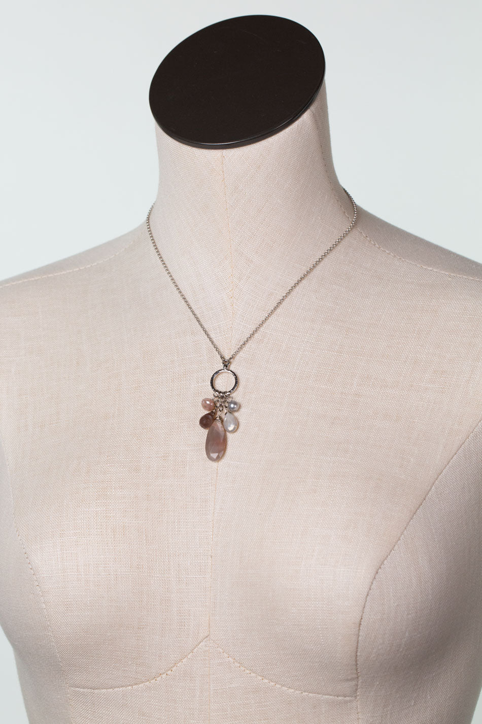 Blush 15.5-17.5" Freshwater Pearl, Moonstone Cluster Necklaces
