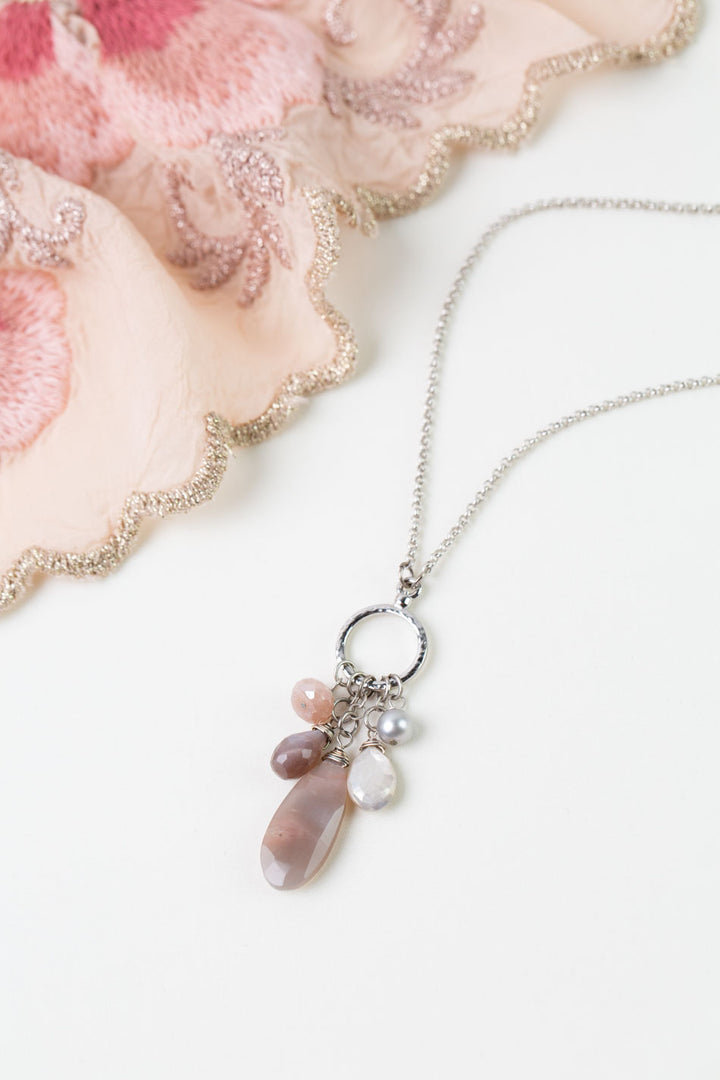 Blush 15.5-17.5" Freshwater Pearl, Moonstone Cluster Necklaces
