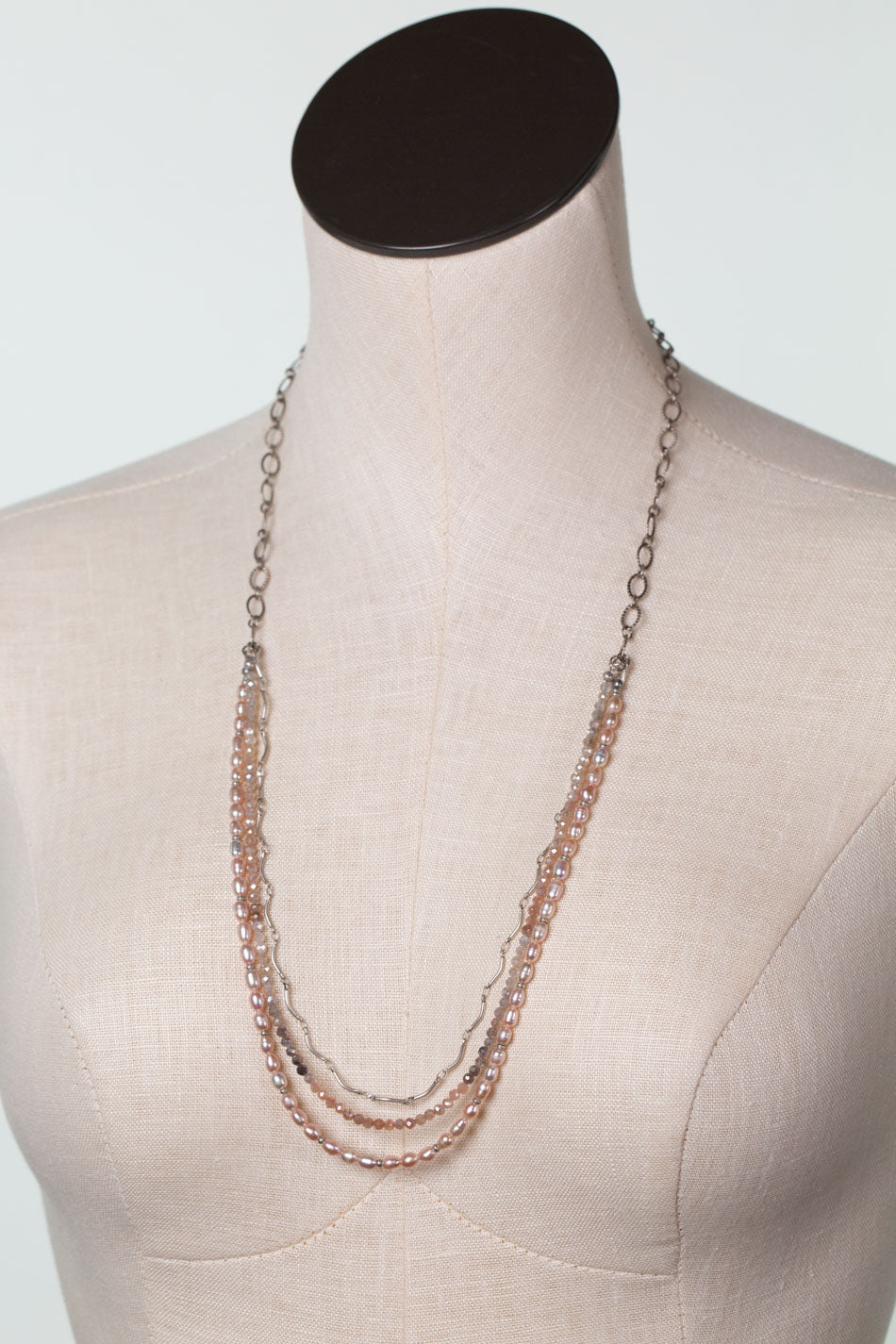 Blush 26.5-28.5" Freshwater Pearl, Moonstone Multistrand Necklaces