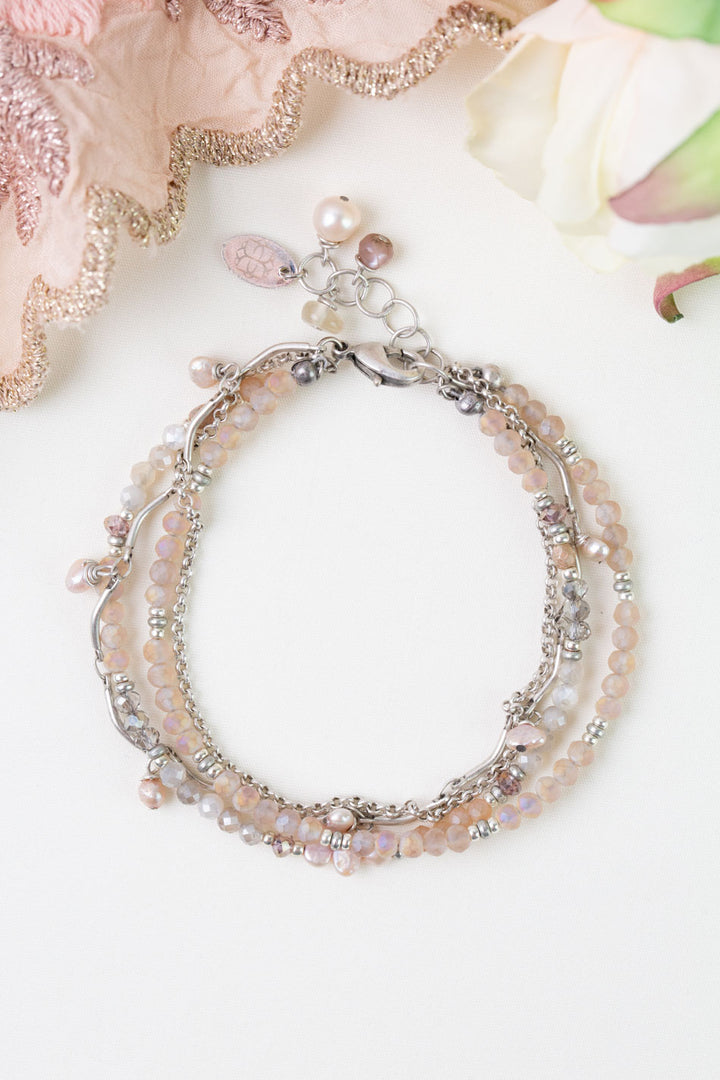 Blush 7.5-8.5" Crystal, Freshwater Pearl, Moonstone Multistrand Bracelets