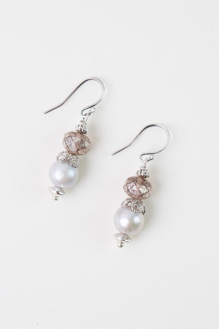 Blush Pearl, Czech Glass Simple Earrings