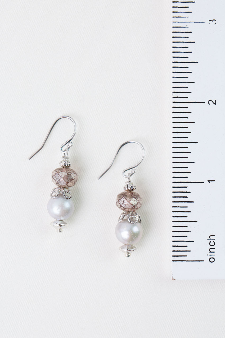 Blush Pearl, Czech Glass Simple Earrings