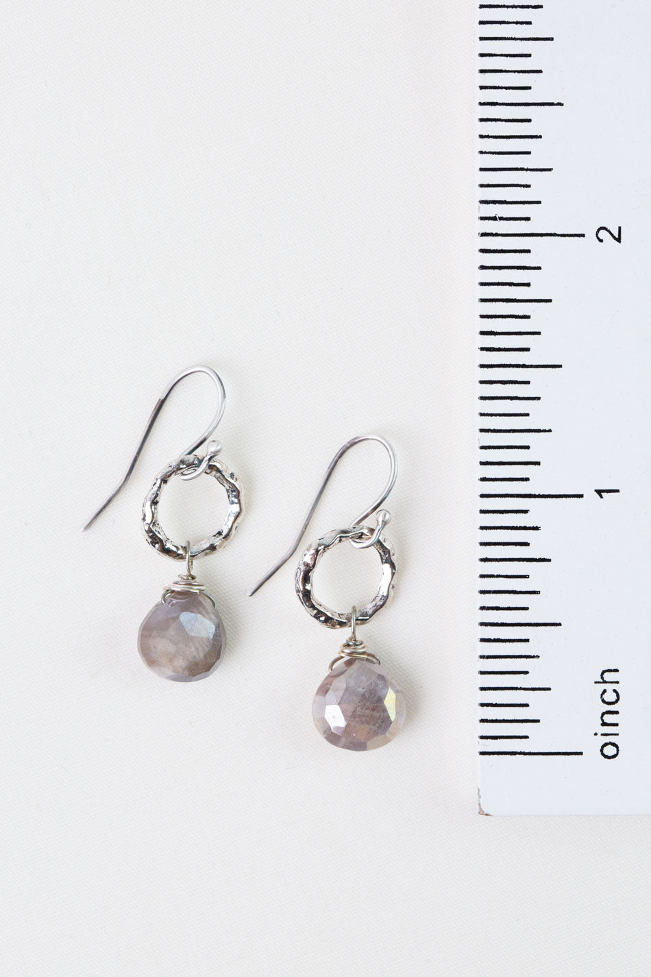 Blush Peach Moonstone Briolette Simple Earrings