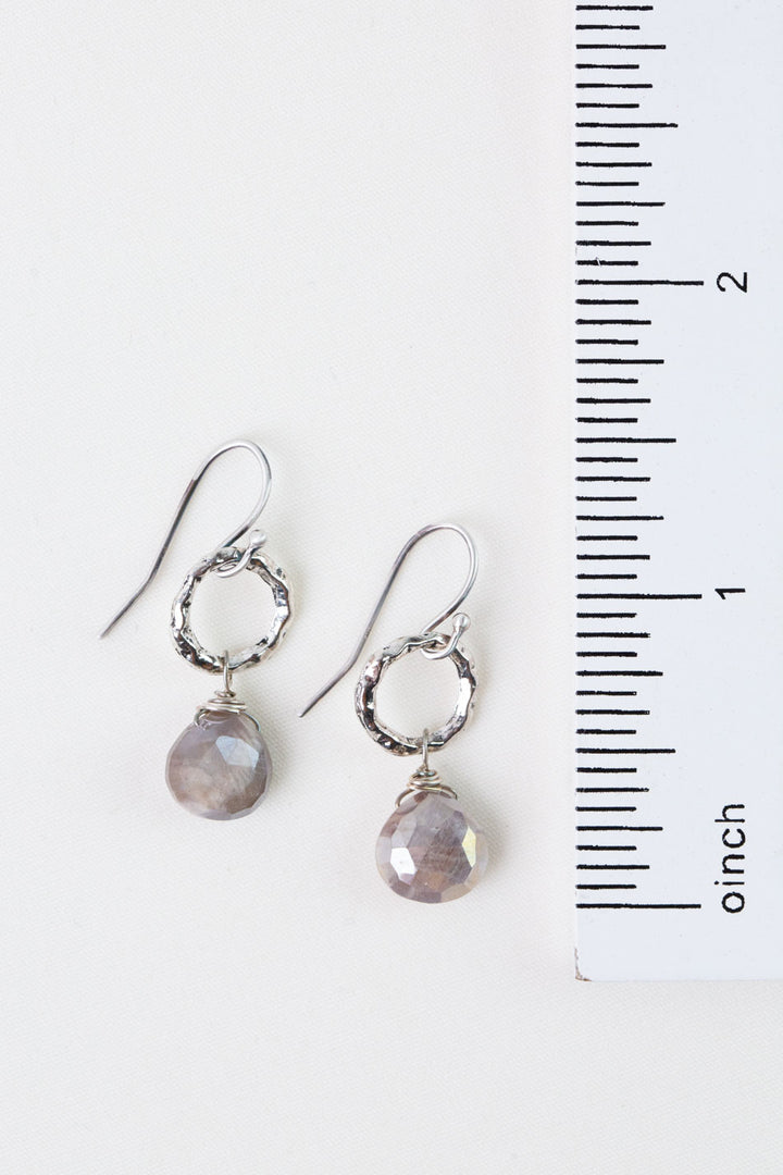 Blush Peach Moonstone Briolette Simple Earrings