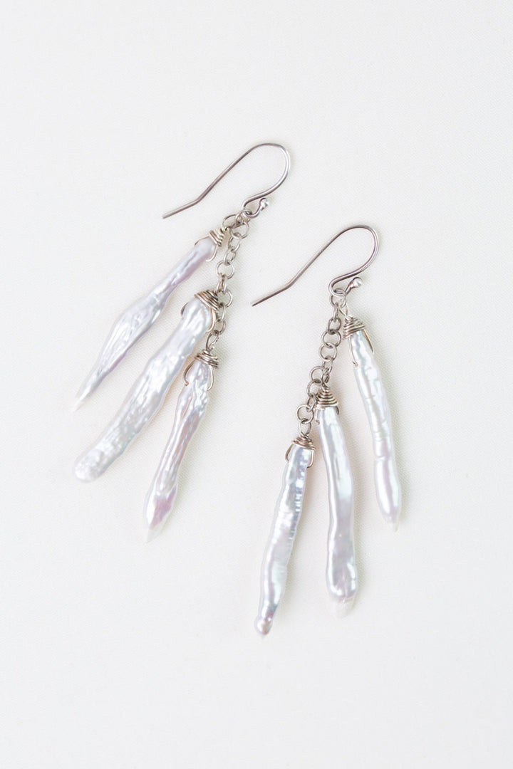 Blush Freshwater Pearl Tassel Earrings