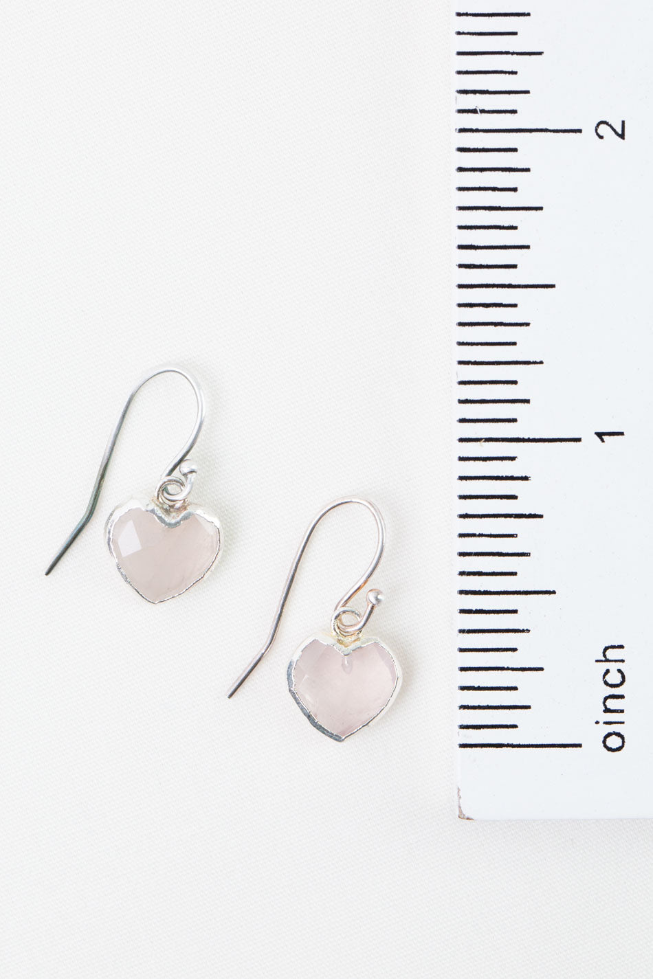 Blush Rose Quartz Heart Simple Earrings