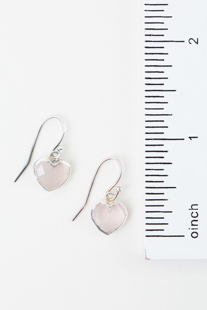 Blush Rose Quartz Heart Simple Earrings
