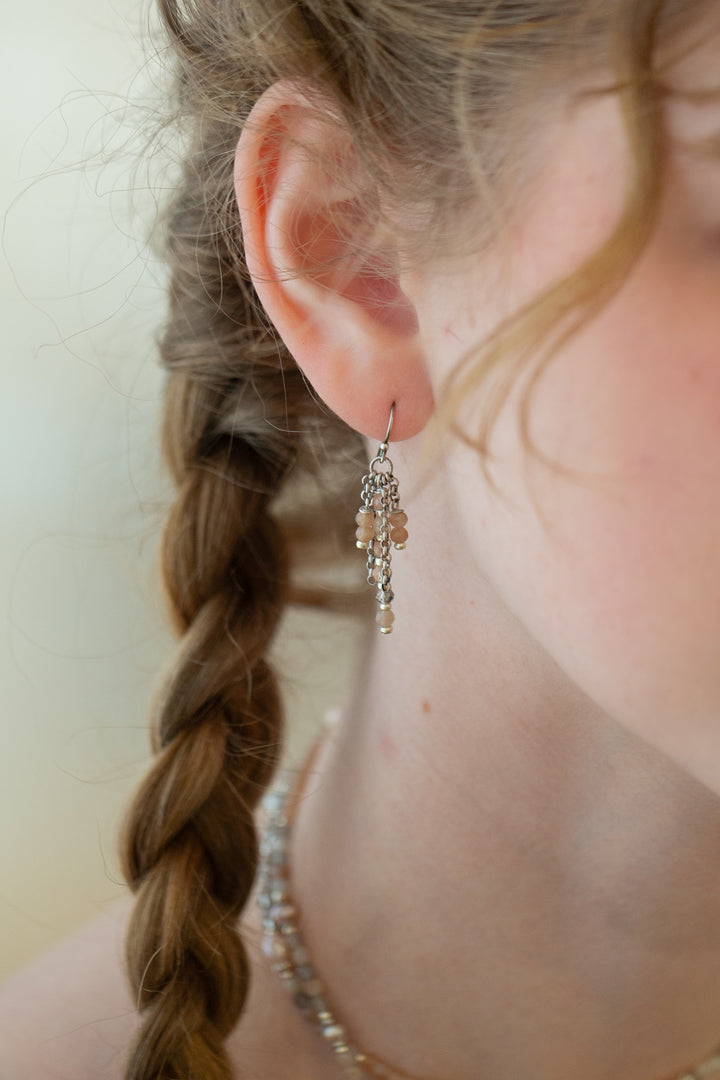 Blush Crystal, Czech Glass Dangle Earrings