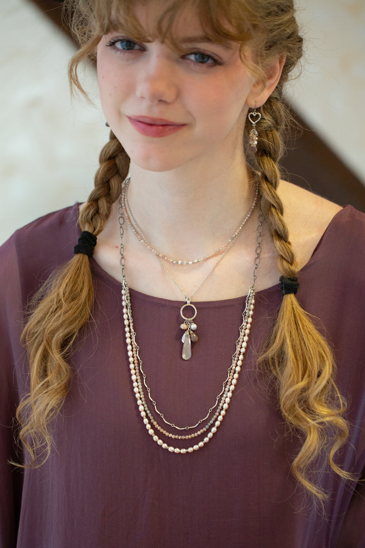 Blush 26.5-28.5" Freshwater Pearl, Moonstone Multistrand Necklaces