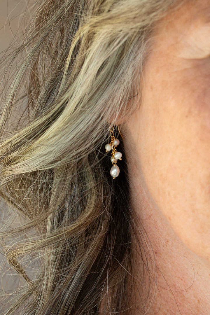 Bold Heart Freshwater Pearl Dangle Earrings