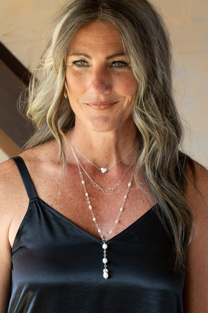 Bold Heart 15-17" Freshwater Pearl Simple Necklace