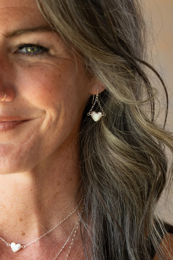 Bold Heart Freshwater Pearl Statement Earrings